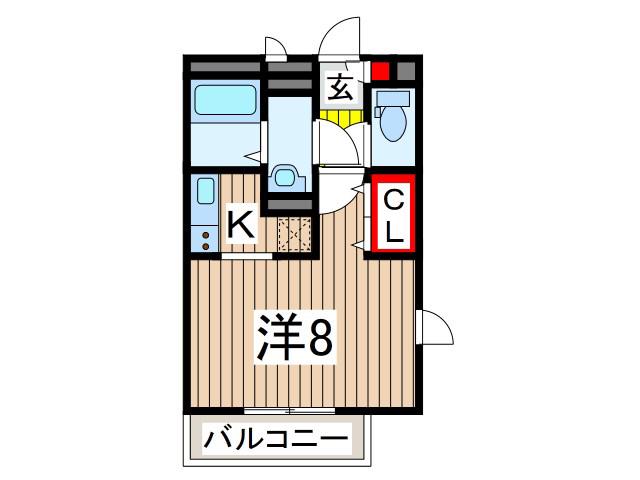 リブリ・ローズガーデン(ワンルーム/1階)の間取り写真