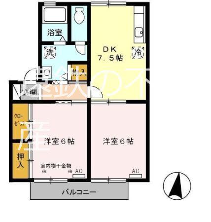 エストハウス(2DK/1階)の間取り写真