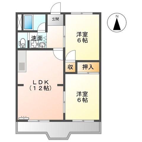 グランドコーポラス(2LDK/2階)の間取り写真