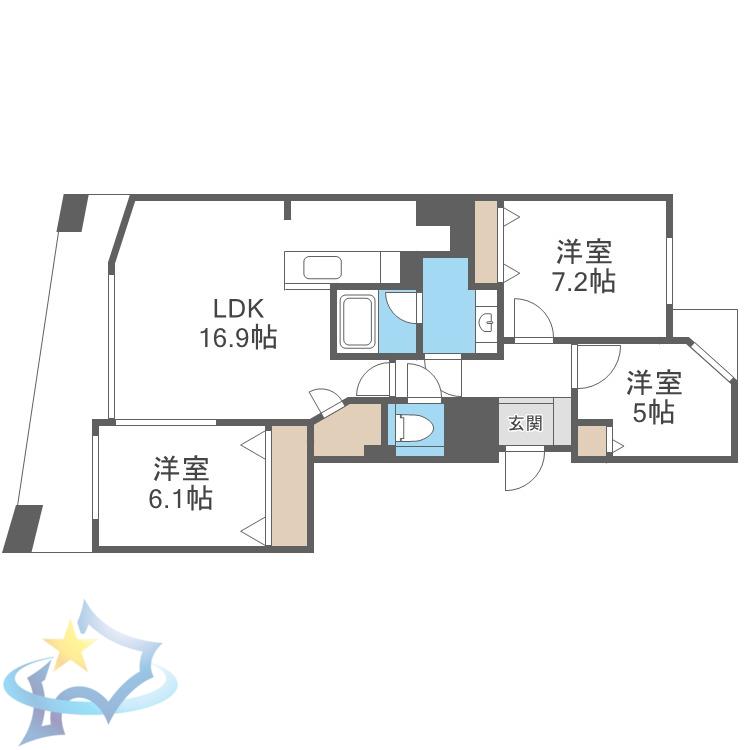 シティハウス道庁前(3LDK/8階)の間取り写真