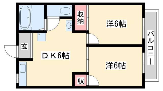 ノースウインダム(2DK/1階)の間取り写真