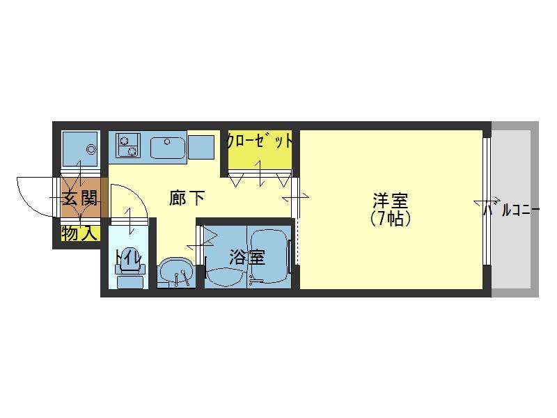 レジデンス大阪城前(1K/4階)の間取り写真