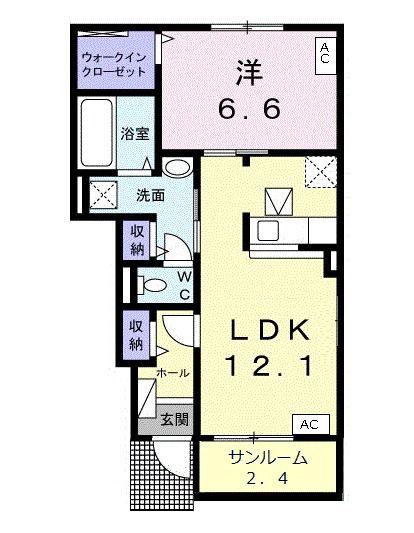 メロウ クレメントC(1LDK/1階)の間取り写真