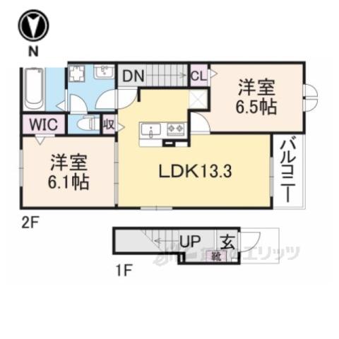 フォルトゥーナ西岡屋2(2LDK/2階)の間取り写真
