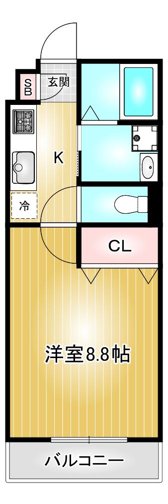 アンプルールリーブルルミエール(1K/2階)の間取り写真