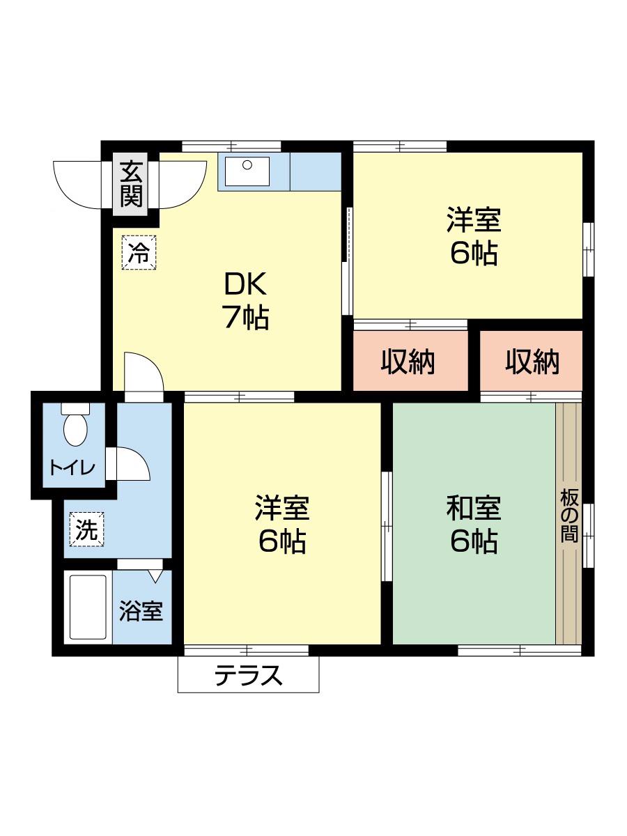 タウニィ八橋A(3DK/1階)の間取り写真