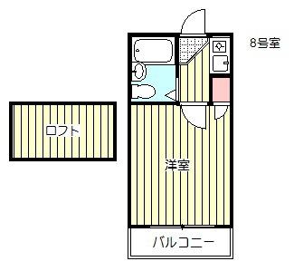 ファイロリコート(1K/2階)の間取り写真