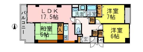 ヒルサイドテラス甲陽園(3LDK/4階)の間取り写真