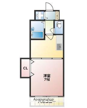 クロスステージ笹丘(1DK/2階)の間取り写真