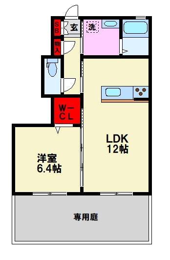 メゾン・ドゥ・大橋(1LDK/1階)の間取り写真