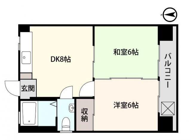 アシスト第2岐阜マンション(2DK/2階)の間取り写真