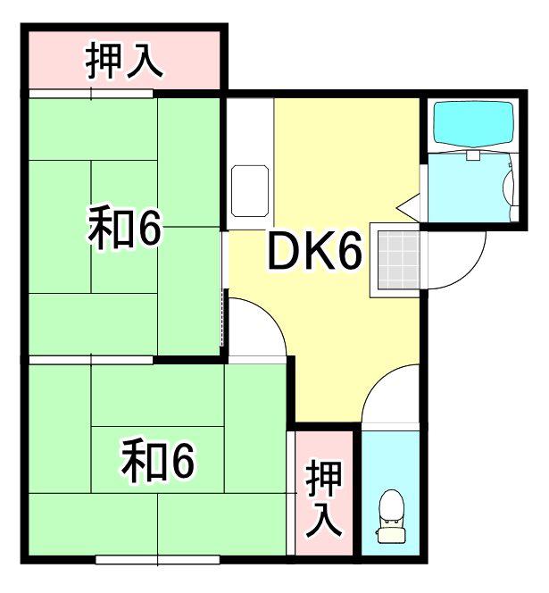 中央ファイブ(2DK/2階)の間取り写真