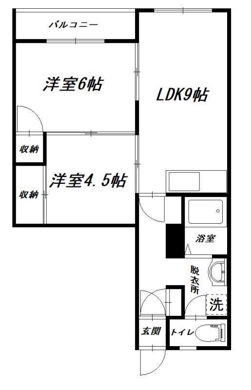 エステート東5・6(2LDK/3階)の間取り写真