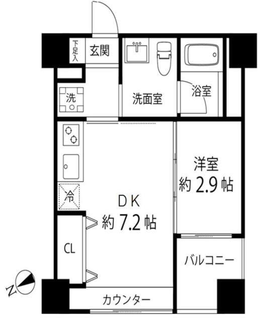 ハイリーフ上野(1DK/5階)の間取り写真