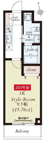 AZ桜丘(1K/2階)の間取り写真