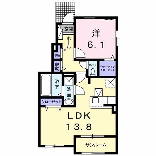 サニー・ブリーズ金屋C(1LDK/1階)の間取り写真