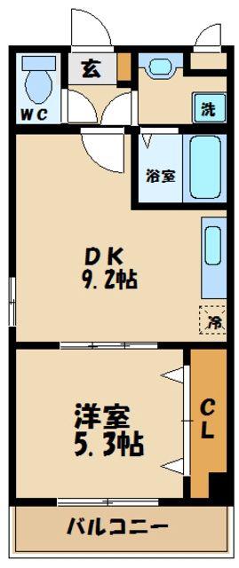 メゾンルーク山栄(1DK/4階)の間取り写真