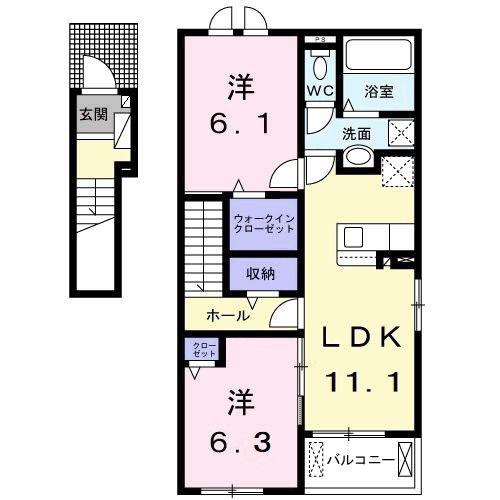 コンコルド(2LDK/2階)の間取り写真