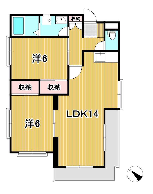 ラ・プリマヴェーラ E(2LDK/2階)の間取り写真
