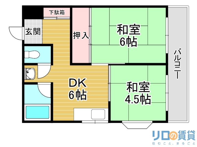シャンボール淀川(2DK/3階)の間取り写真
