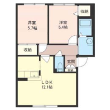 コスモ湘南B(2LDK/1階)の間取り写真