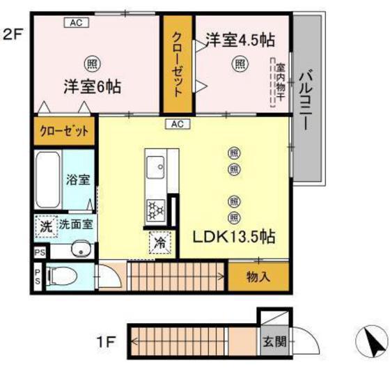 カーサ光南(2LDK/2階)の間取り写真