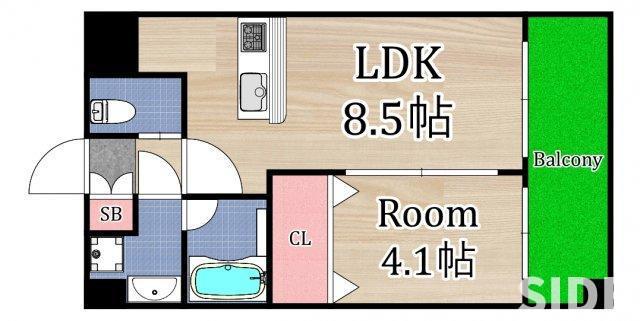 プレジオ城北(1LDK/11階)の間取り写真