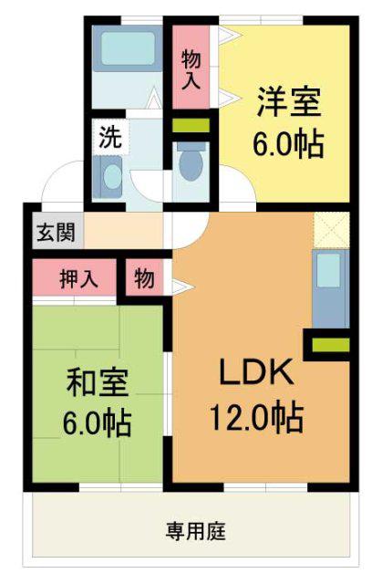 プレステージ芦屋A棟(2LDK/1階)の間取り写真