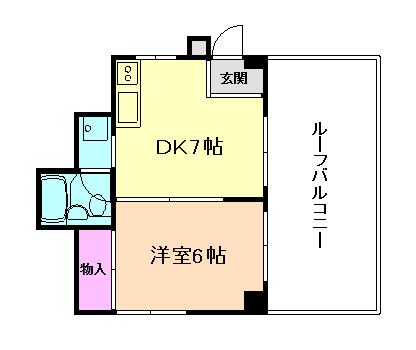 シャトー柴原(1DK/3階)の間取り写真