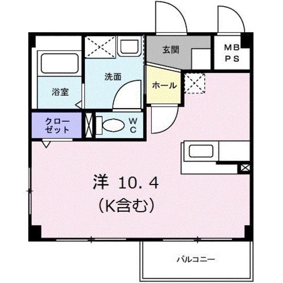 サンユニゾン(ワンルーム/1階)の間取り写真