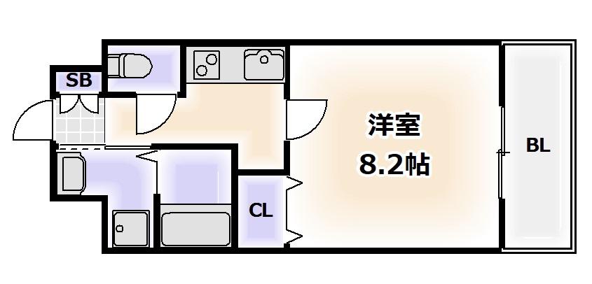 SWISS難波西(1K/3階)の間取り写真