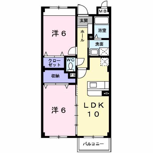 トゥール・シャルマン(2LDK/1階)の間取り写真