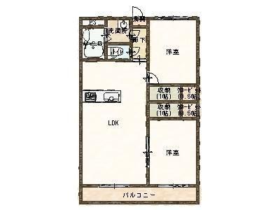 ル・シエル浜町(2LDK/1階)の間取り写真