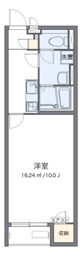 クレイノ長門(1K/2階)の間取り写真