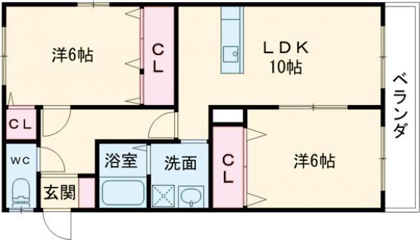 シャルマンドミール(2LDK/2階)の間取り写真