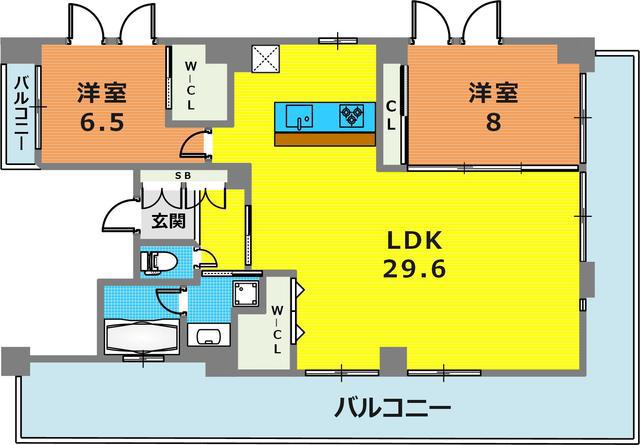 ウエストヒル御影城ノ前(2LDK/4階)の間取り写真