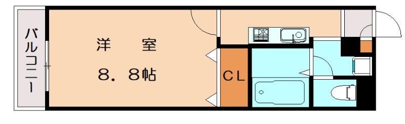 アンプルールフェール和白(1K/2階)の間取り写真