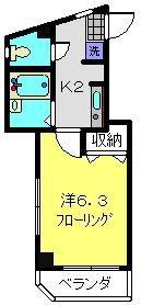 グリーンフィルM(1K/2階)の間取り写真
