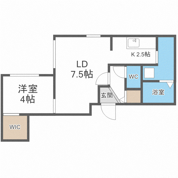 PORTE-BONHEUR NISHISEN6JOポルトボヌールニ(1LDK/5階)の間取り写真