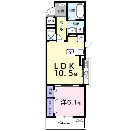 ルポン ボヌール(1LDK/3階)の間取り写真