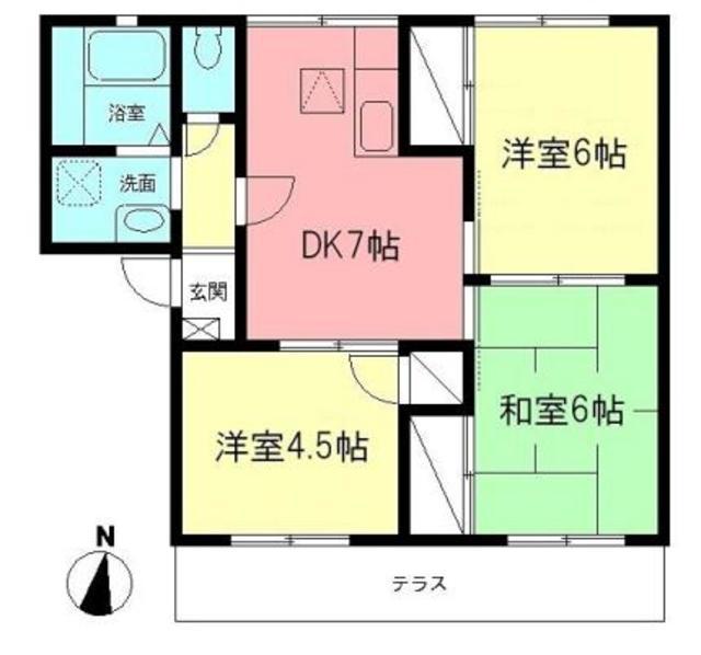エコーハイツ(3DK/1階)の間取り写真