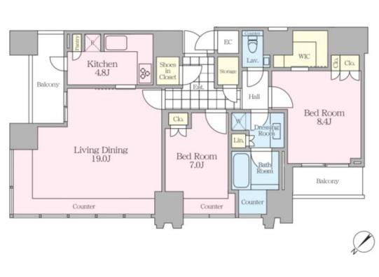 THE ROPPONGI TOKYO CLUB RESIDENCE(2LDK/31階)の間取り写真