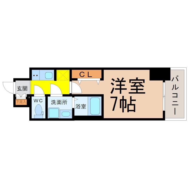 S-RESIDENCE堀田ノース(1K/3階)の間取り写真