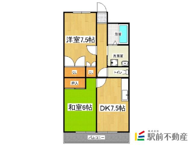 セキレイマンション大川(2DK/2階)の間取り写真