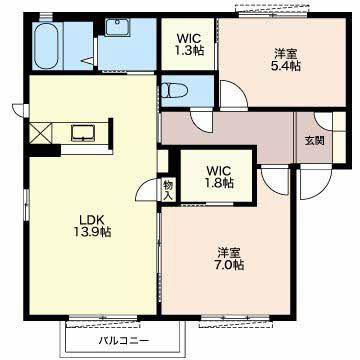 プレソレイユ(2LDK/2階)の間取り写真