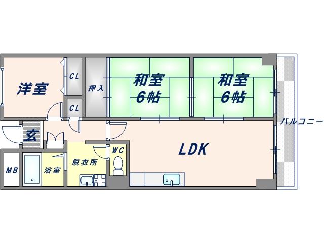 アバ・ハイム西村(3LDK/4階)の間取り写真