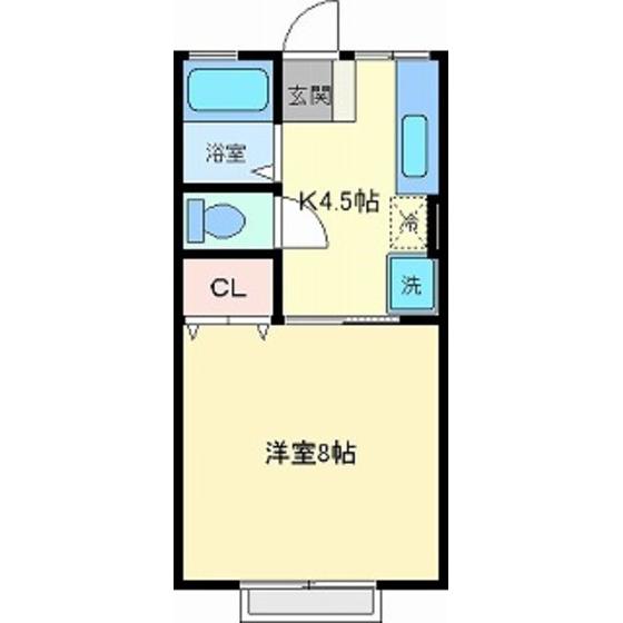 シティハイムセラーノ(1K/2階)の間取り写真