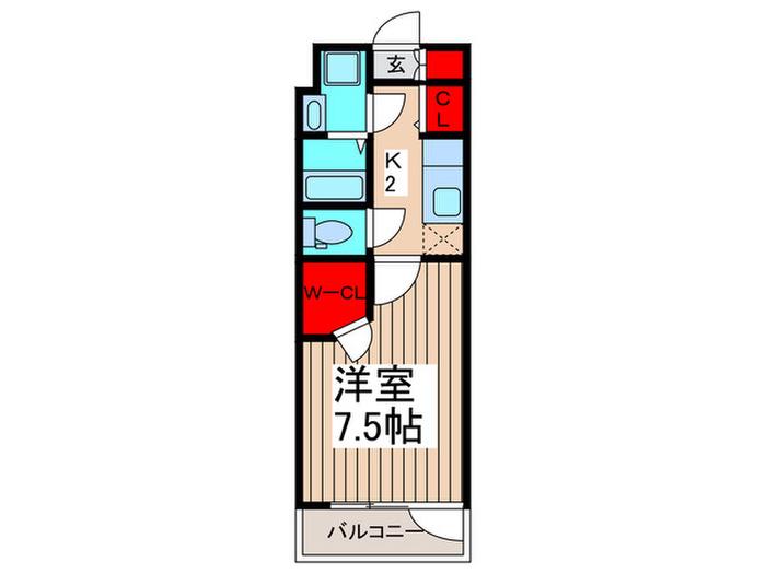 FORESTA西船橋(1K/1階)の間取り写真