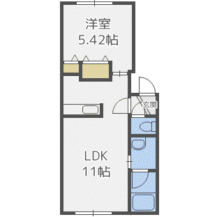 グローリー菊水上町(1LDK/4階)の間取り写真