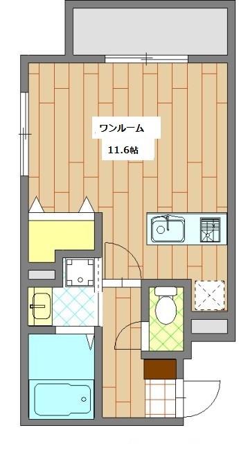 エピナール(ワンルーム/4階)の間取り写真